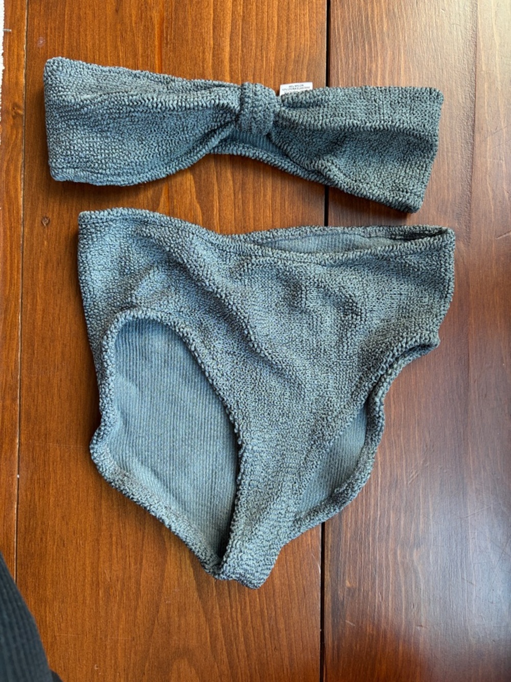 Hunza G Textured Bandeau Bikini in Slate Gray (never worn!)